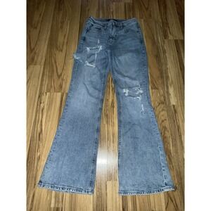 Aeropostale Women's Sz 8 R High Rise Flare Soft Flex Distressed Jeans